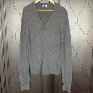 H&M Dark Gray Cardigan Sweater with Raw Hem